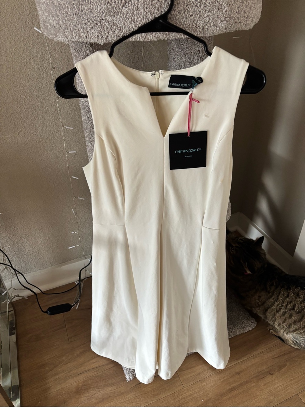 Cynthia Rowley White Sleeveless V-Neck Dress
